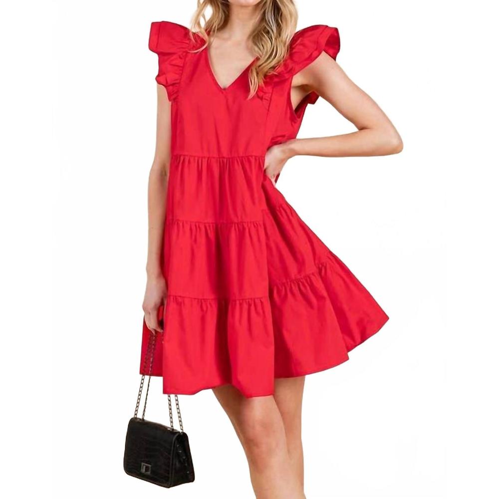 NEW GEEGEE hot tiered dress in red